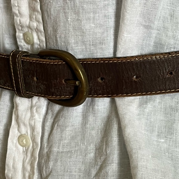 J Crew Native American Beaded Leather Belt Brass Buckle Blue Red Yellow Beads - Picture 7 of 12